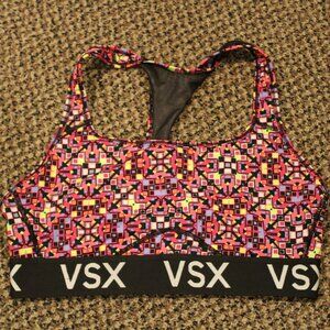 Victoria's Secret VSX Logo The Player Racerback Sports Bra Warm Geo Size Large